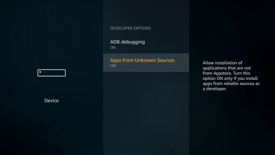 Enable Apps from Unknown Sources on Firestick