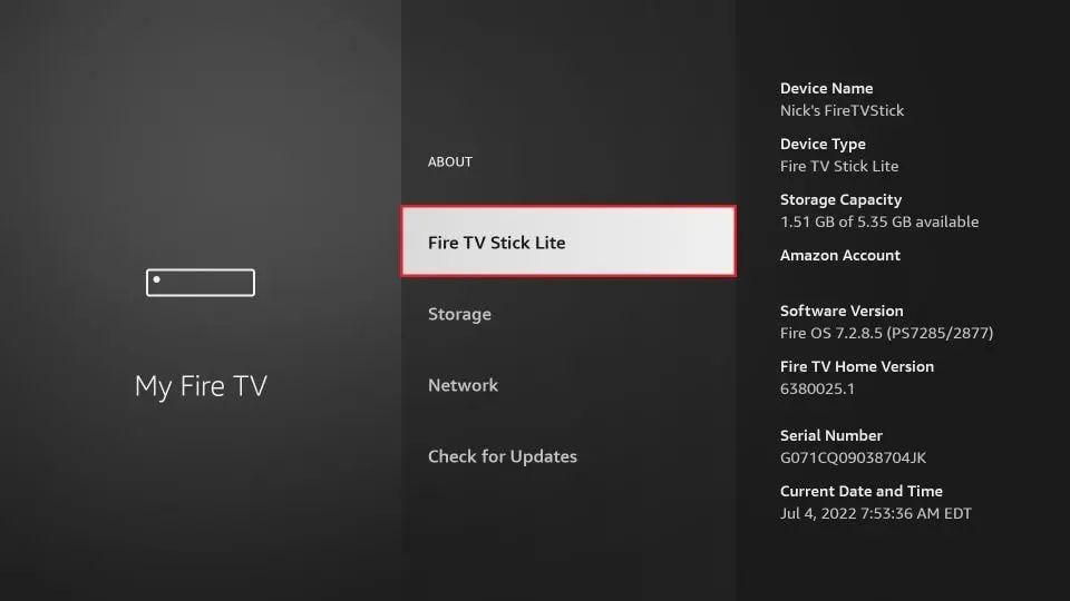 Enable developer options on Firestick by clicking 7 times
